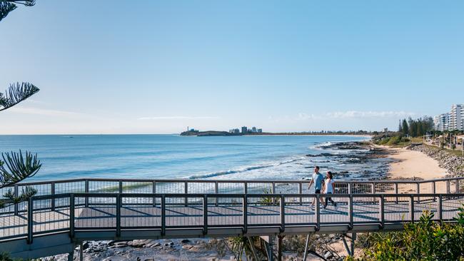 Walk or ride the boardwalk at Mooloolaba.