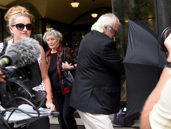 Witnesses Jill Breese (middle) and Peter Breese (right) leave Downing Centre Local Court in Sydney, Wednesday, February 12, 2020. Picture: AAP /Bianca De Marchi