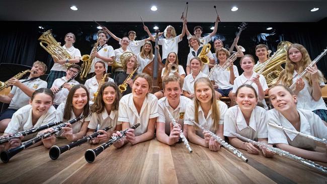 Barrenjoey High School Concert Band in the new performing art space. Picture: Zoe Kemp