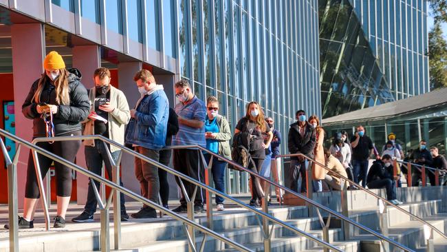 Melbourne Convention Centre is a mass vaccination hub in the CBD.