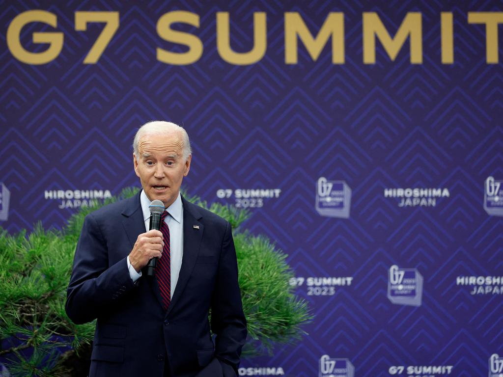 US President Joe Biden during a press conference following the G7 Leaders' Summit in Hiroshima. Picture: AFP