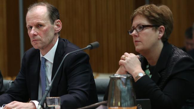 Alexis George appearing at a parliamentary committee hearing with ANZ CEO Shayne Elliott in 2017. Picture: .