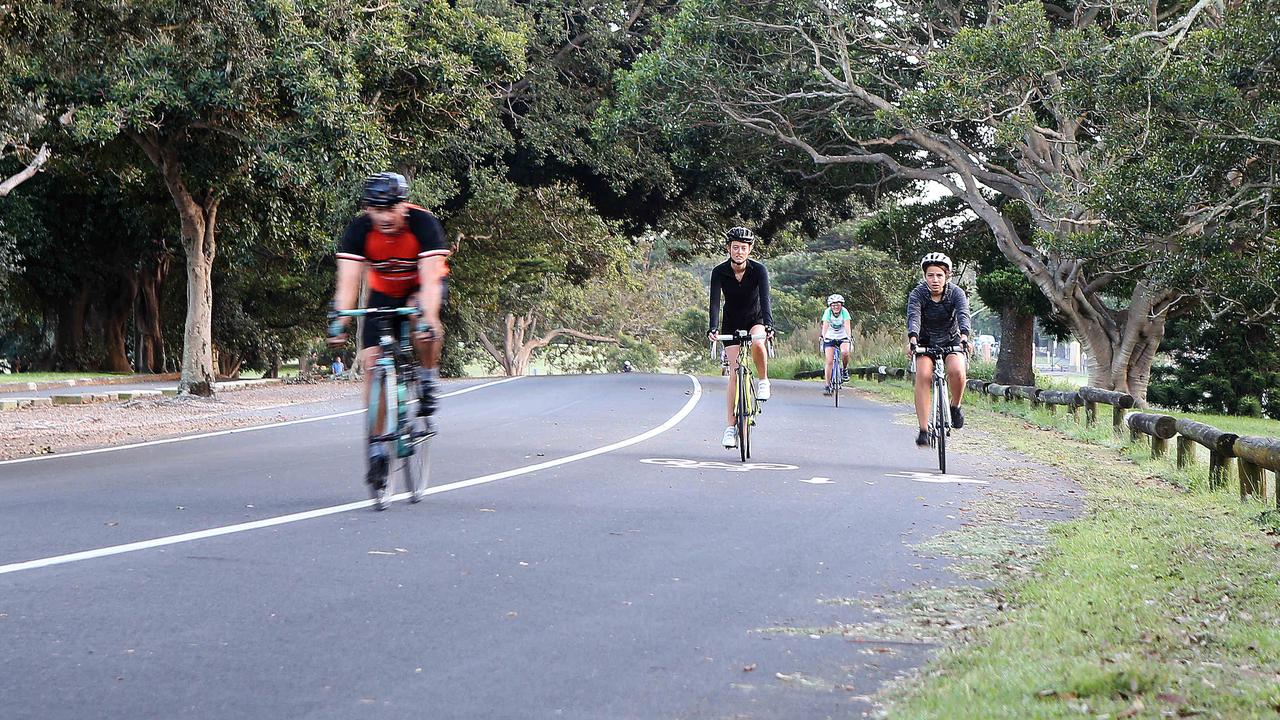 Cyclists in Sydney’s Centennial Park. Picture: Carly Earl