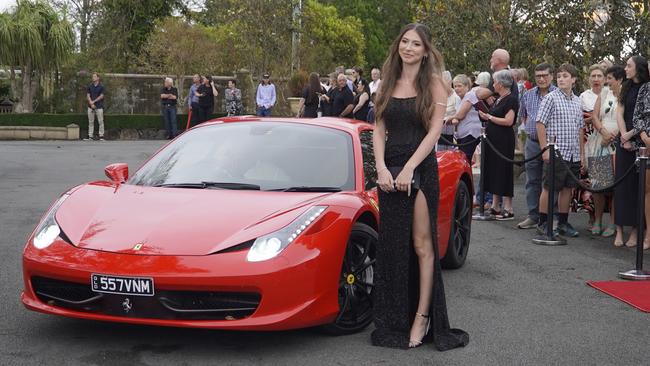 Students arriving in style for the 2024 Glasshouse Christian College formal at Flaxton Gardens.