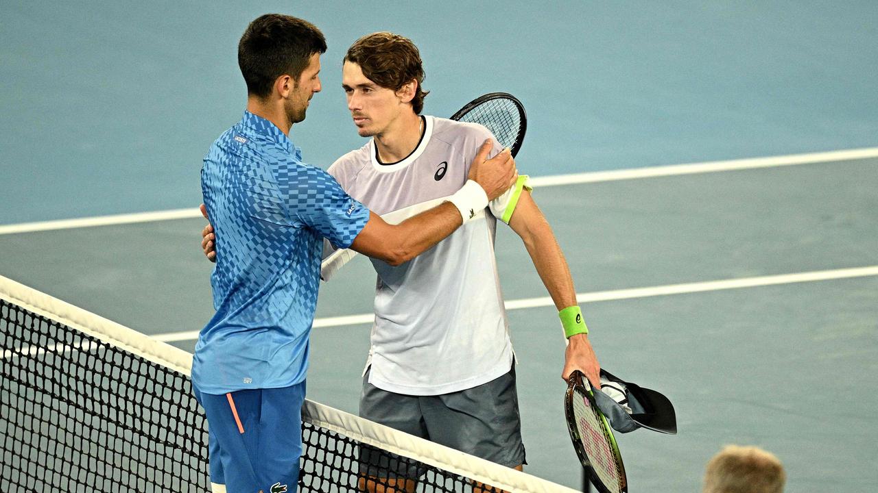 Despite the concerns, Djokovic easily dispatched of Aussie Alex de Minaur. (Photo by ANTHONY WALLACE / AFP)