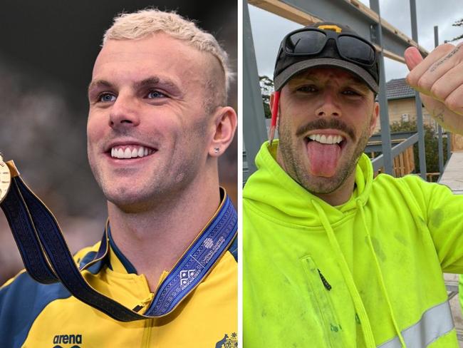 Swim star Kyle Chalmers has taken up the tradie life in Adelaide. Picture: Supplied