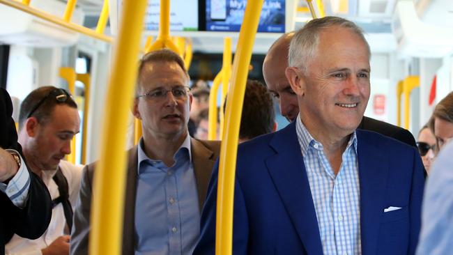 Prime Minister of Australia Malcolm Turnbull paid a visit to the Gold Coast to announce his backing of the second stage of the Gold Coast light rail network. Picture: Scott Fletcher