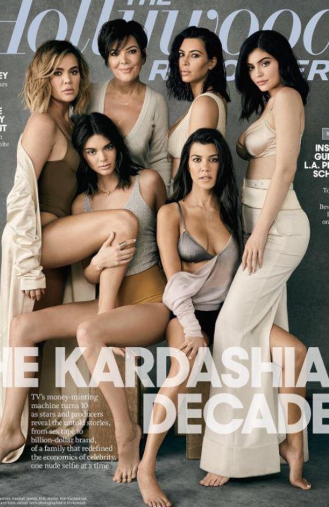 The Kardashian/Jenner clan on the cover of The Hollywood Reporter to mark 10 years of their show.