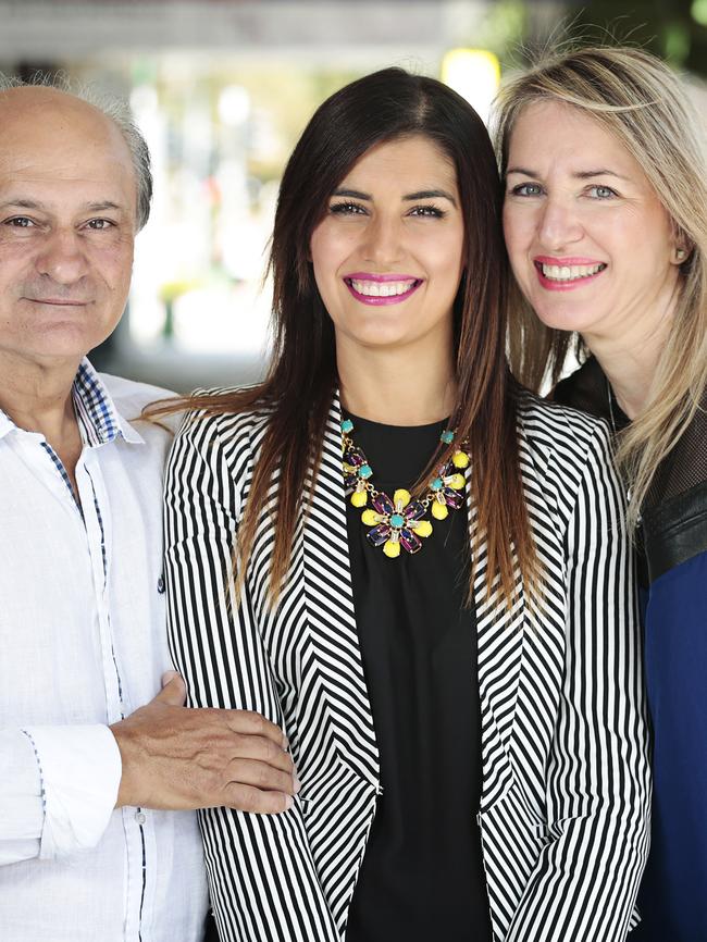 Petinos celebrating with family after winning her seat in 2015.