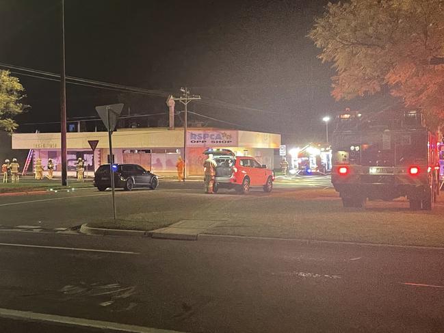 Emergency services closed off one side of Deakin Ave as firefighters battled the blaze. Picture: Stuart Kavanagh