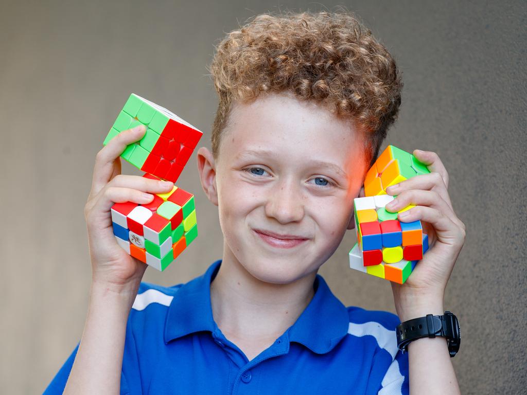 South Australian student Franklin Oliver, Year 5, took home the Primary sports story (video) prize for his entry, filmed on location in Queensland for the Speedcubing AusNats2023. Picture: Matt Turner