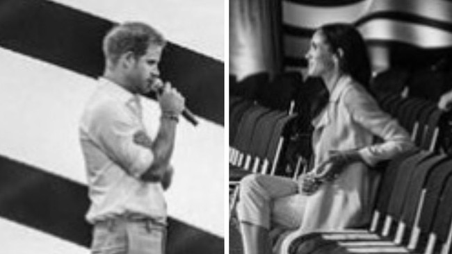 New pictures have revealed Prince Harry and Meghan Markle's sweet behind-the-scenes moments at the Invictus Games. Picture: Misan Harriman/Instagram