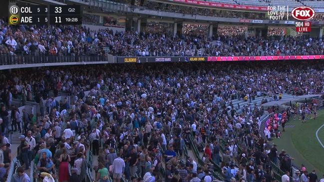 Fans leave the MCG after fire alarm