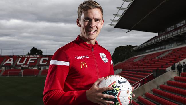 Kristian Opseth is set to make his A-League debut in Adelaide United’s season-opener against reigning champion Sydney FC. Picture: Sarah Reed