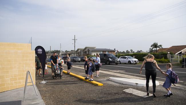 Parents are concerned about a lack of safety measures at the dangerous stretch of road outside the school. Picture: Dylan Robinson