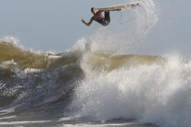 The moves were bigger and the tubes getting longer as the swell from an ex-cyclone sends massive waves onto the Sunshine Coast point breaks. Picture: Nicholas Falconer