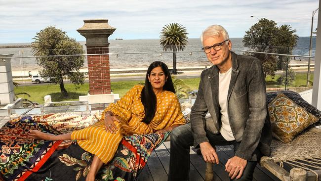 Fund manager Peter Cooper and his wife Suparna Bhasin, in Melbourne. Photo: The Rich List/Julian Kingma