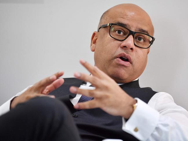 (FILES) In this file photo taken on January 28, 2019 Sanjeev Gupta, head of the GFG (Gupta Family Group) Alliance, speaks during an interview with AFP in London. - Billionaire businessman Sanjeev Gupta's GFG metals empire, which employs 35,000 people worldwide and has several sites in France, was one of Greensill's main customers. (Photo by BEN STANSALL / AFP)