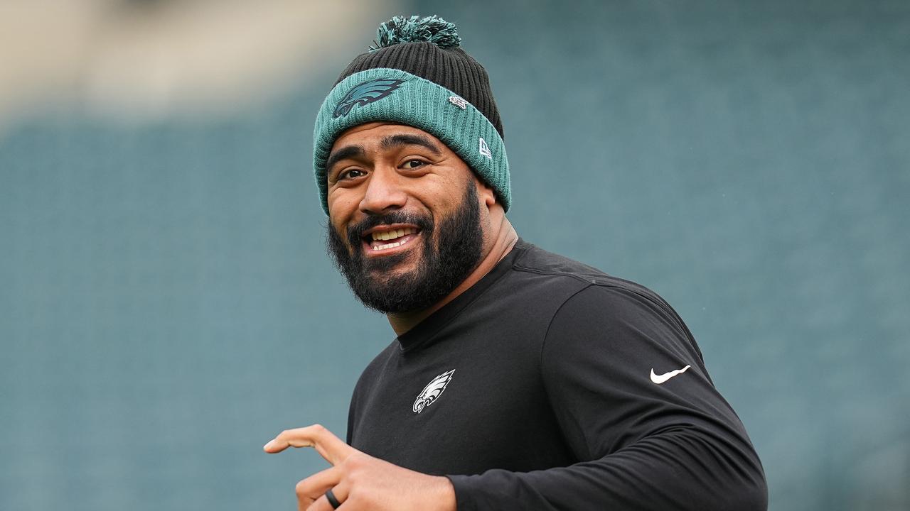 Jordan Mailata is into his second Super Bowl. (Photo by Mitchell Leff/Getty Images)