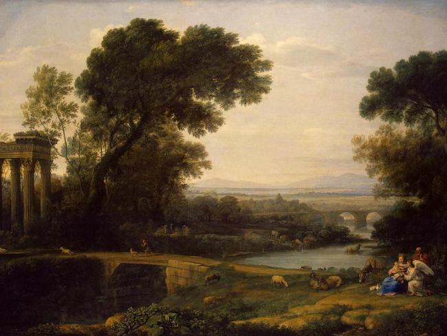 Landscape with Rest on the flight into Egypt (oil painting) by Claude Lorrain Rise of Landscape