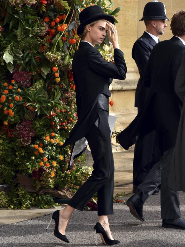 Cara stood out with her look. Picture: AP