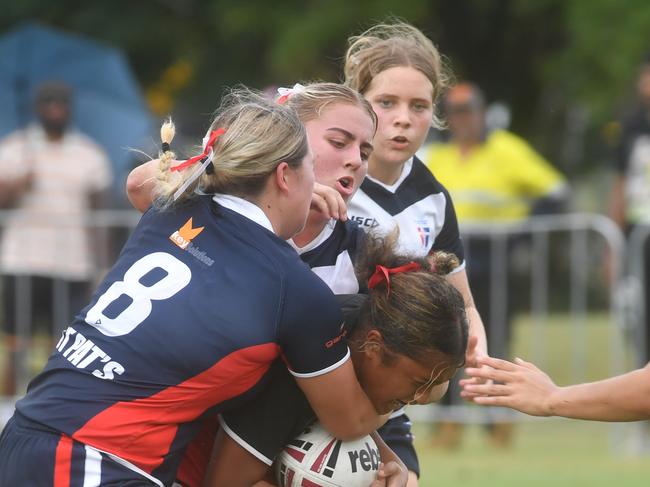Kirwan State High School hosts St Patrick's College, Mackay, in round 1 of the 2025 Aaron Payne Cup. Senior Girls. Picture: Evan Morgan