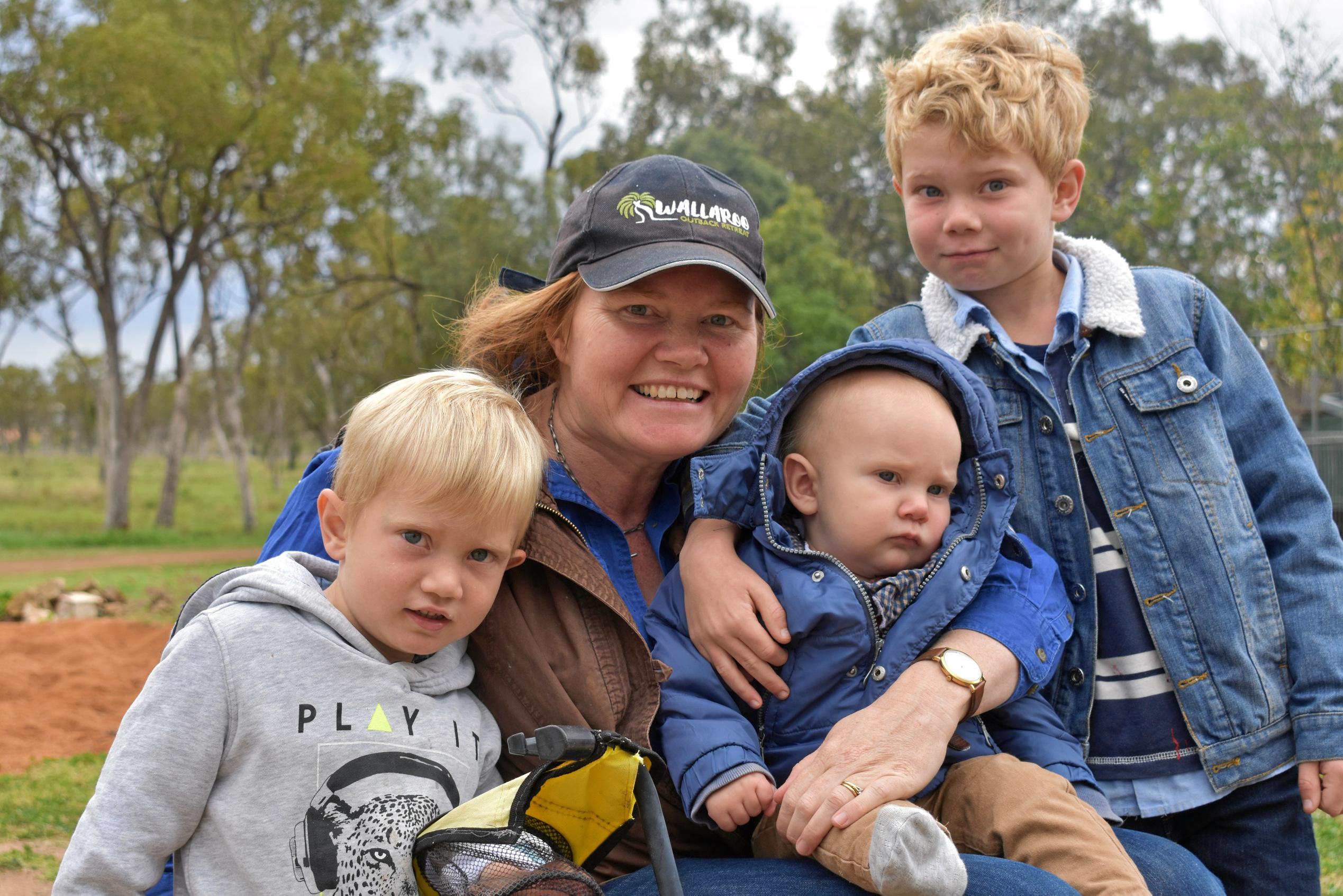 Gus, Pauline, Knox and Straun MacDonnell at Injune's Biggest Morning Tea. Picture: Ellen Ransley