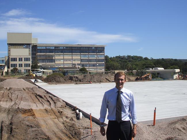 Rob Stokes at Mona Vale Hospital, site of helipad being constructed. Picture: Supplied