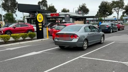 The driver parked on the road section of the carpark. Picture: Facebook/ Katrina Kelly