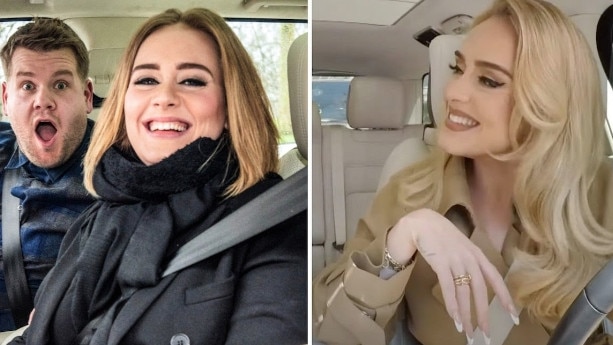 Adele, with James Corden, in 2016 compared to ‘stealth wealth’ Adele (right) in 2023.