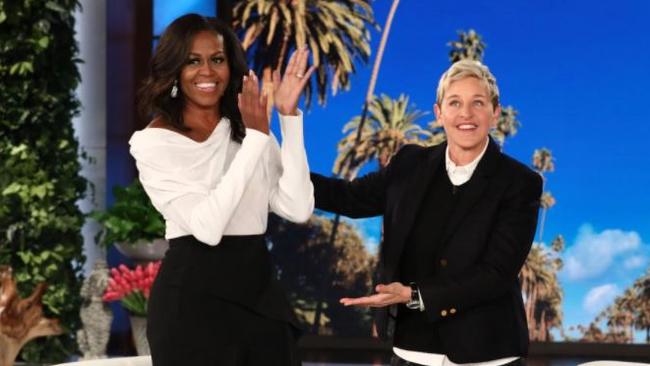 Chat show? Michelle Obama appears on Ellen. Picture: Supplied