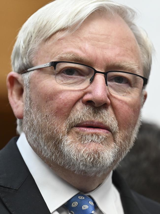 Kevin Rudd called Donald Trump a ‘village idiot’ and ‘incoherent’ in newly unearthed footage. Picture: NCA NewsWire/Martin Ollman