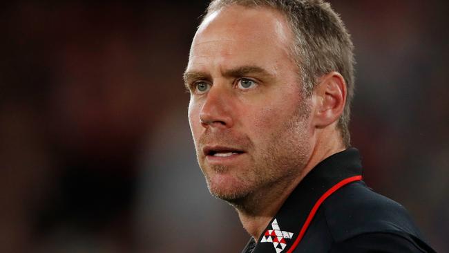 Ben Rutten looks on during the Bombers’ latest defeat. Picture: Dylan Burns/AFL Photos via Getty Images