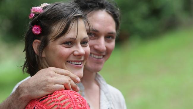 Kelly Robinson and James Moon affirmed their love for one another, in front of family and friends at their Kin Kin property on Saturday October 22, 2011. Picture: Kari Bourne