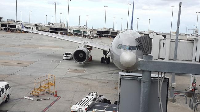 The stricken plane after its return to the terminal. Picture: Hac Ho.