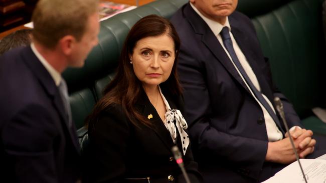 Child Protection Minister Rachel Sanderson during question time. Picture: NCA NewsWire / Kelly Barnes