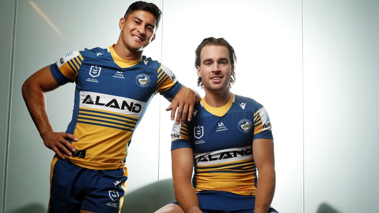 The Eels’ fastest and fittest pairing — Dylan Brown and Clint Gutherson. Picture: Jonathan Ng