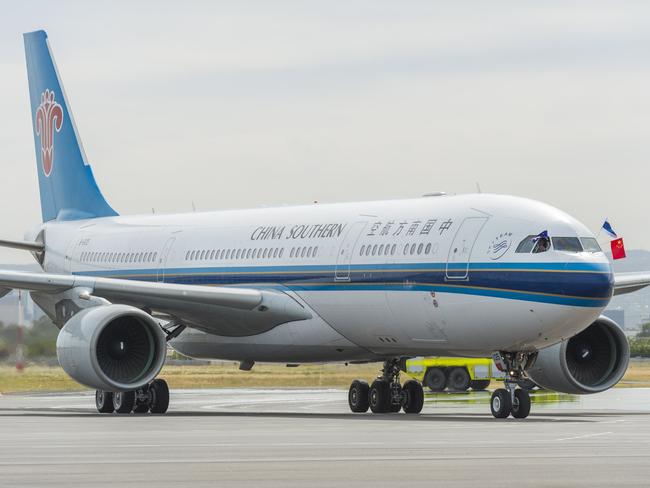 13/12/16. The inaugural China Southern Airlines flight arrives in Adelaide. Must credit - Picture: Simon Casson.