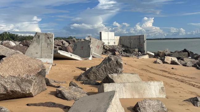 Wild weather has caused havoc at the new Dundee Beach boat ramp upgrades. Picture: Supplied.