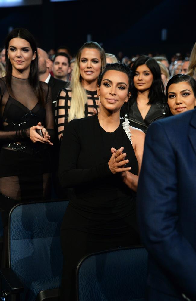 Family support ... Kendall, Khloe, Kylie, Kim and Kourtney in the audience. Picture: Getty