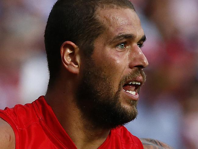 Lance Franklin during the 2014 AFL Grand Final match between Hawthorn Hawks and the Sydney Swans at the MCG Melbourne Cricket Ground on September 27, 2014. Picture: Wayne Ludbey