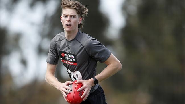 Josh Eyre in action at the pre-draft training session.