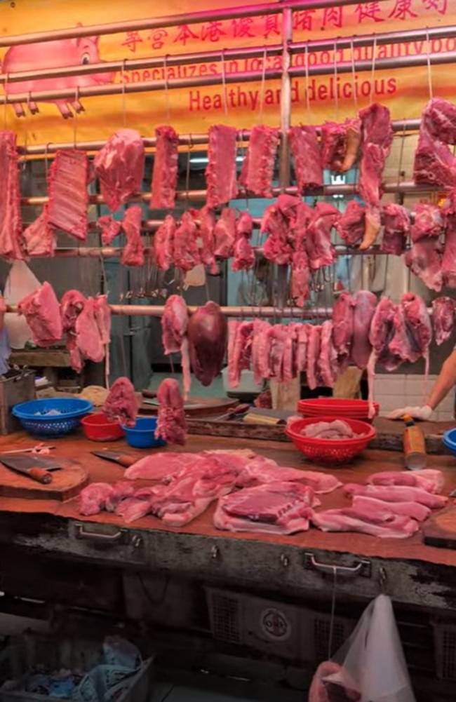 He was blown away by the street food scene – particularly seeing meat hanging in local stores. Picture: news.com.au