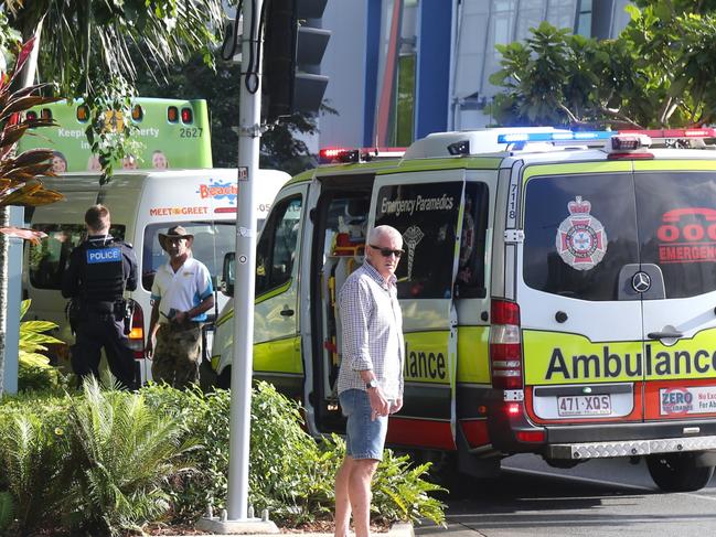 A cyclist has been hit by a minivan at the corner of Lake and Florence streets in the Cairns CBD. Picture: Peter Carruthers