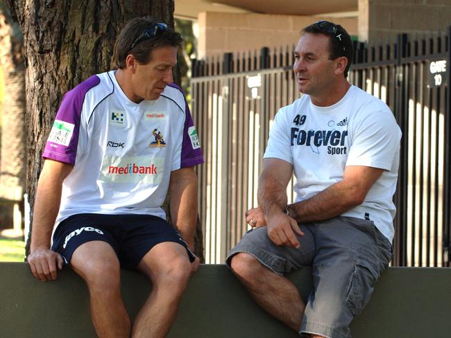 The friendship between Craig Bellamy and Ricky Stuart may be enough to sway Raiders fans. Picture: Supplied