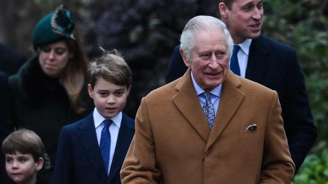 King Charles III arrives at Sandringham with his son Prince William and grandsons Prince George and Prince Louis. Picture: AFP