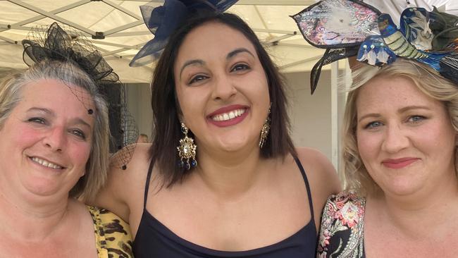 Lindee Bibby, Bec Singh and Natalie Nayler enjoy a day of fun at the Gympie Races on Saturday, July 15, 2023.