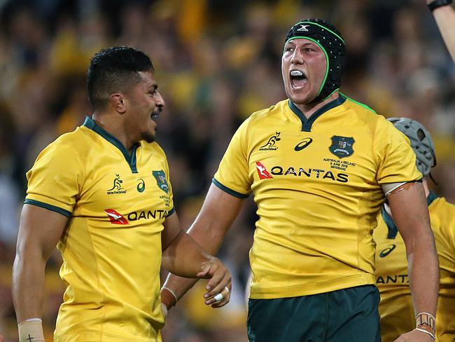 Adam Coleman reacts during the victory. Pic: Getty