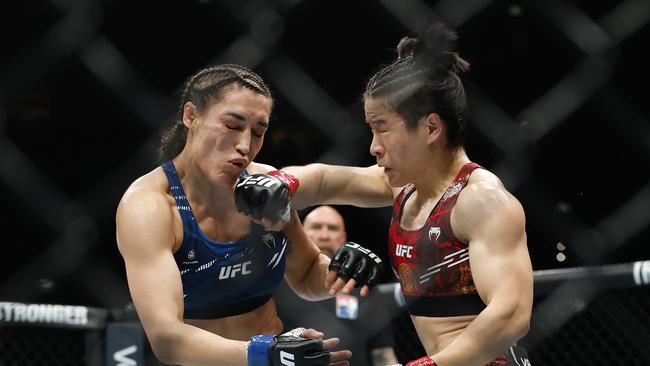 Dana White had high praise for Strawweight champion Zhang Weili (right). (Photo by Darrian Traynor/Getty Images)