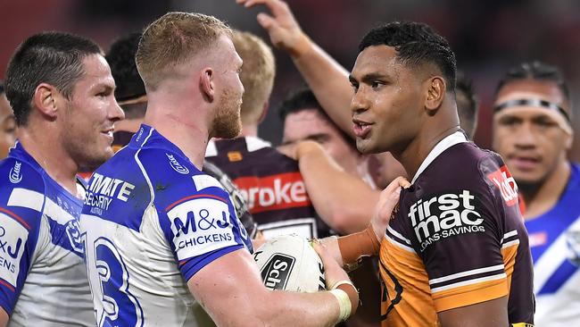 Canterbury’s English import Luke Thompson and Tevita Pangai Jr had a good battle. Picture: Getty Images